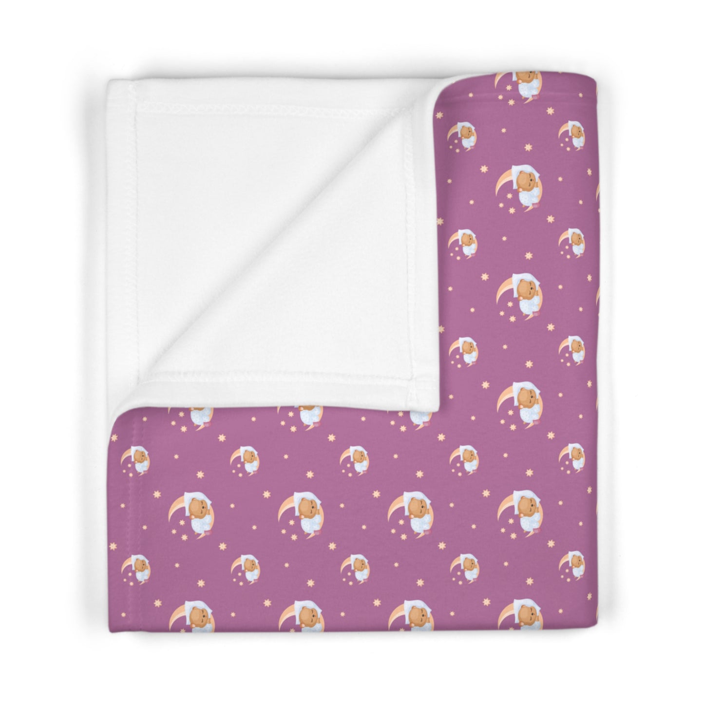 Cute Burgundy Sleeping  Bear Pattern Soft Fleece Baby Blanket--My Bright Side Clothing