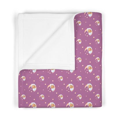 Cute Burgundy Sleeping  Bear Pattern Soft Fleece Baby Blanket--My Bright Side Clothing