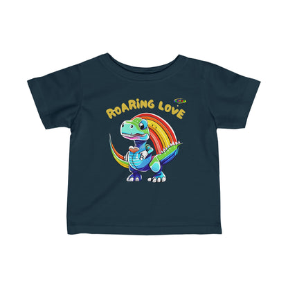 Roaring Love Heart Dino Logo Infant Fine Jersey Tee-MyBrightSideClothing