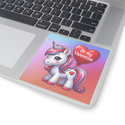 Cute and Sweet Rainbow Unicorn Happy Valentine Kiss Cut Sticker --My Bright Side Clothing