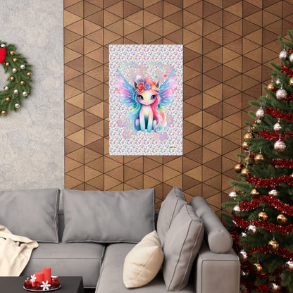 Beautiful Floral Butterfly Unicorn Graphic Matte Vertical Poster-My Bright Side Clothing