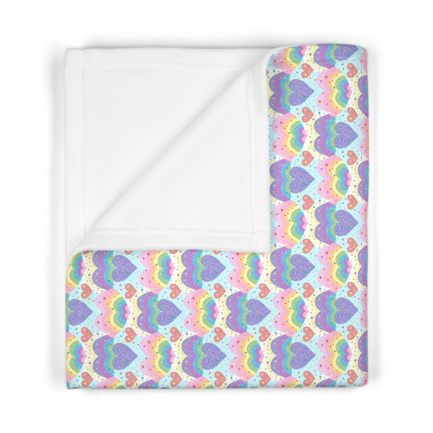 Rainbow Heart Pattern Soft Fleece Baby Blanket-My Bright Side Clothing