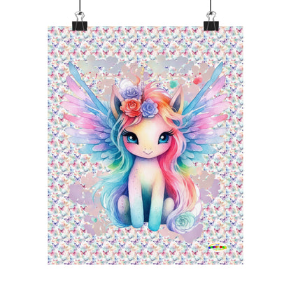 Beautiful Floral Butterfly Unicorn Graphic Matte Vertical Poster-My Bright Side Clothing