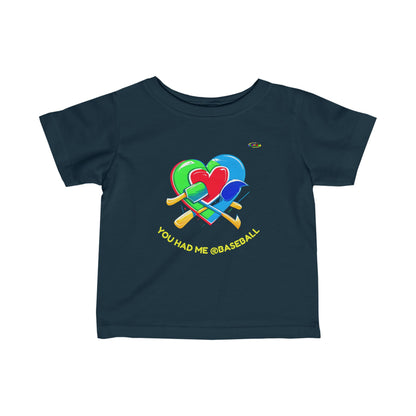 Cute you had me @baseball heart Logo Infant Fine Jersey Tee-MyBrightSideClothing