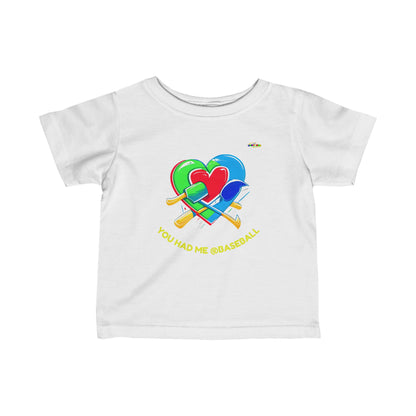 Cute you had me @baseball heart Logo Infant Fine Jersey Tee-MyBrightSideClothing