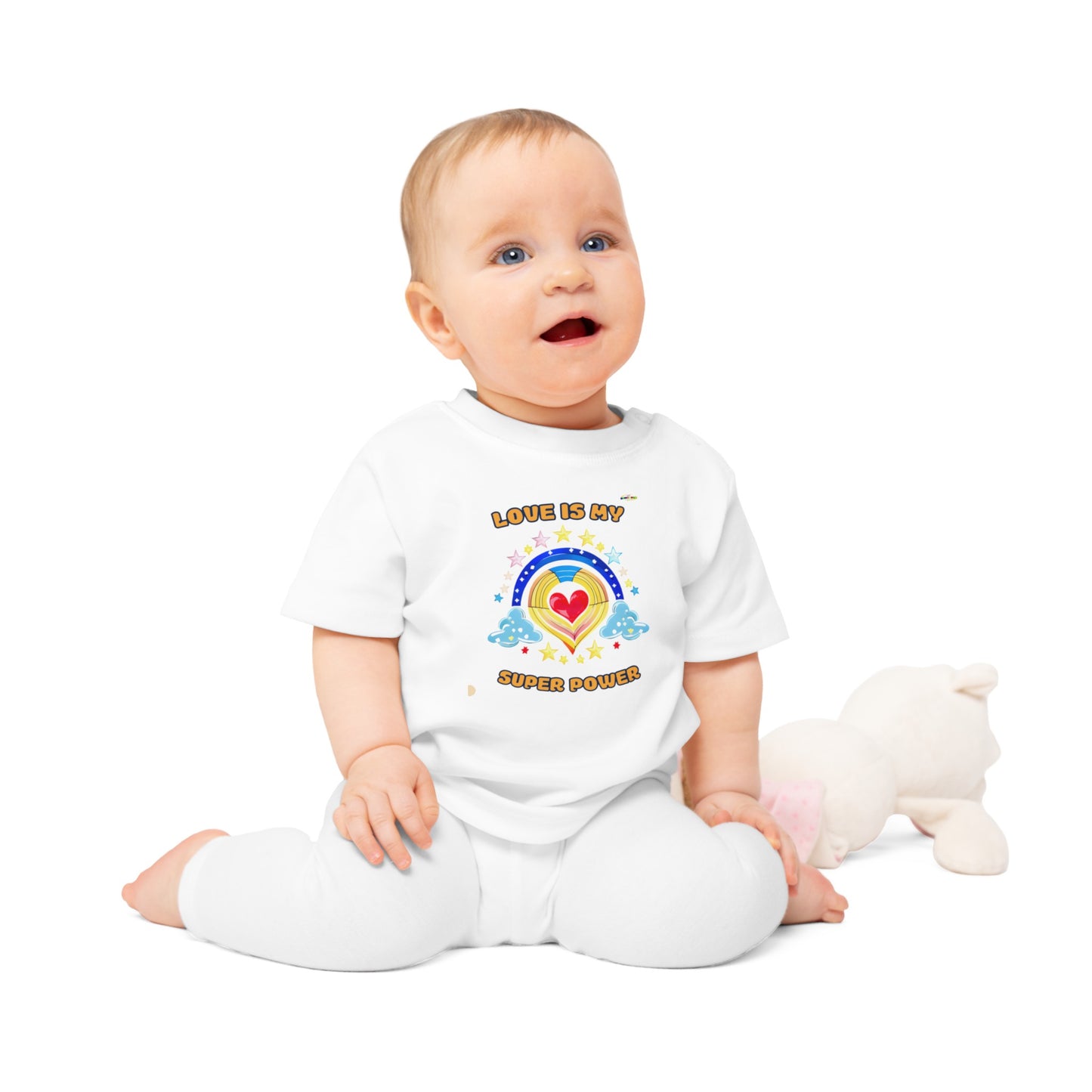 Love is My Super Power Rainbow and Heart Graphic Baby T-Shirt-My Bright Side Clothing