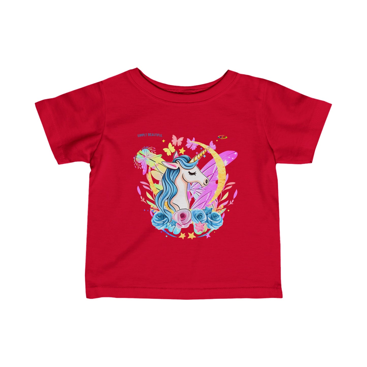 Simply Beautiful Moon, flower Unicorn Graphic Infant Fine Jersey Tee-My Bright Side Clothing