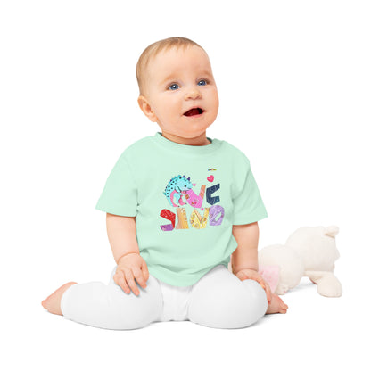 Cute Roaring Dino Love Graphic Baby T-Shirt-mybrigtsideclothing.com