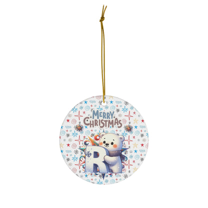 Letter R Cute Christmas Polar Bear ceramic ornament(A-Z Collection)-My Bright Side Clothing