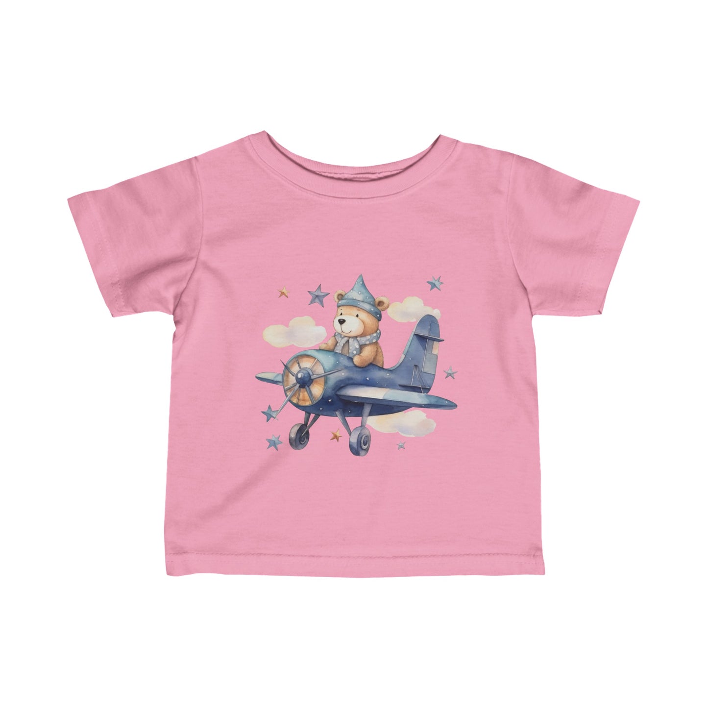 Cute Bear Flying a Airplane Infant Fine Jersey Tee-My Bright Side Clothing