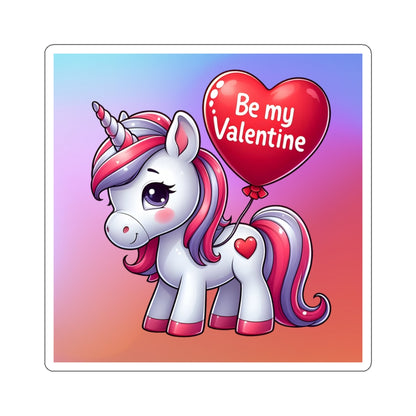 Cute and Sweet Rainbow Unicorn Happy Valentine Kiss Cut Sticker --My Bright Side Clothing