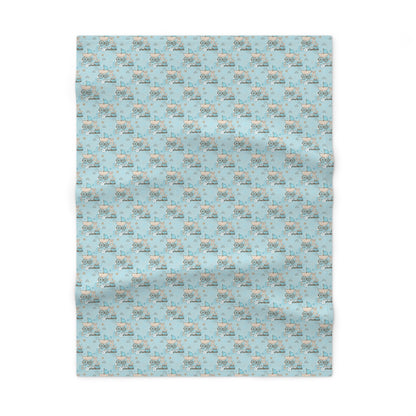 Blue Teddy Bear Toy Train Pattern Soft Fleece Baby Blanket-MyBrightSideClothing