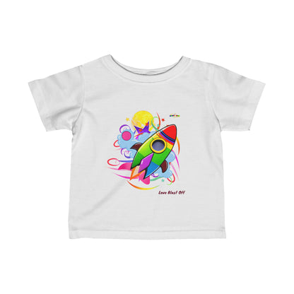 Cute Love Blast Off Rocket Ship Graphic Infant Fine Jersey Tee  -My Bright Side Clothing