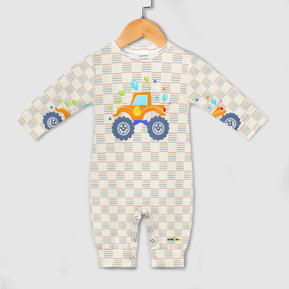 Cute Pastel Monster Truck Graphic Baby Romper -My Bright Side Clothing