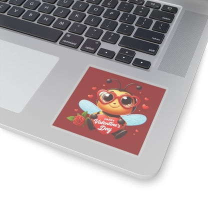 Cute and Sweet Happy Valentines Bumble Bee-Kiss-Cut Sticker-My Bright Side Clothing