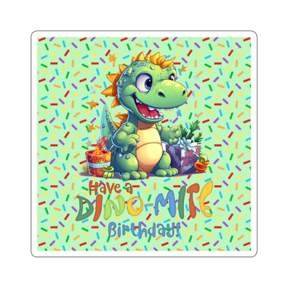 Cute Happy Birthday Dino Kiss-Cut Sticker-My Bright Side Clothing