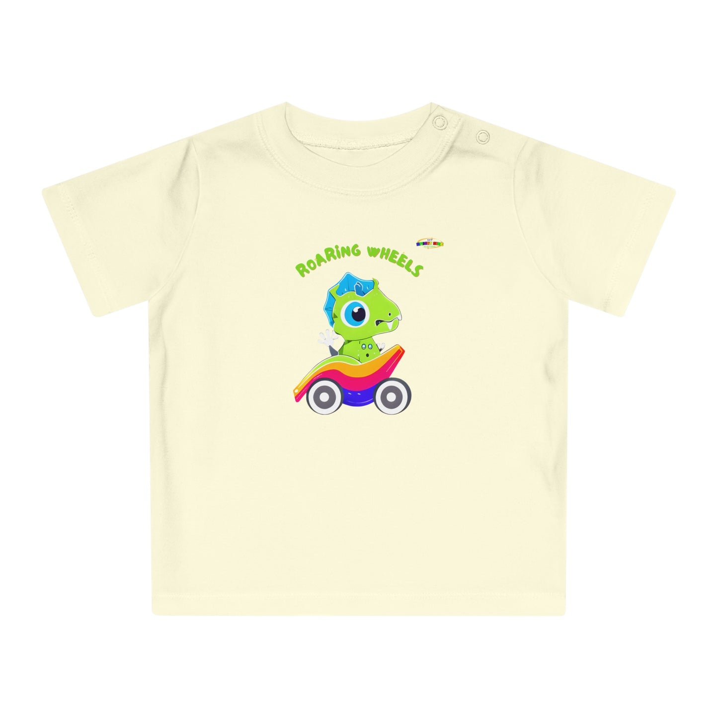 Cute Roaring Wheels Baby Dino Logo Baby T-Shirt -MyBrightSideClothing