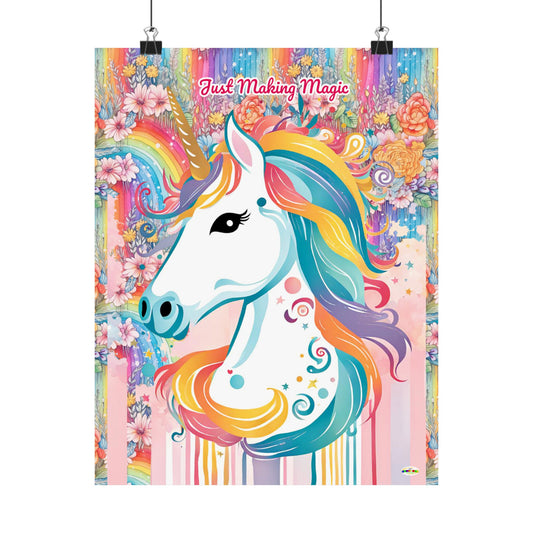 Just Making Magic-Beautiful Rainbow Flower Unicorn Matte Vertical Poster-My Bright Side Clothing