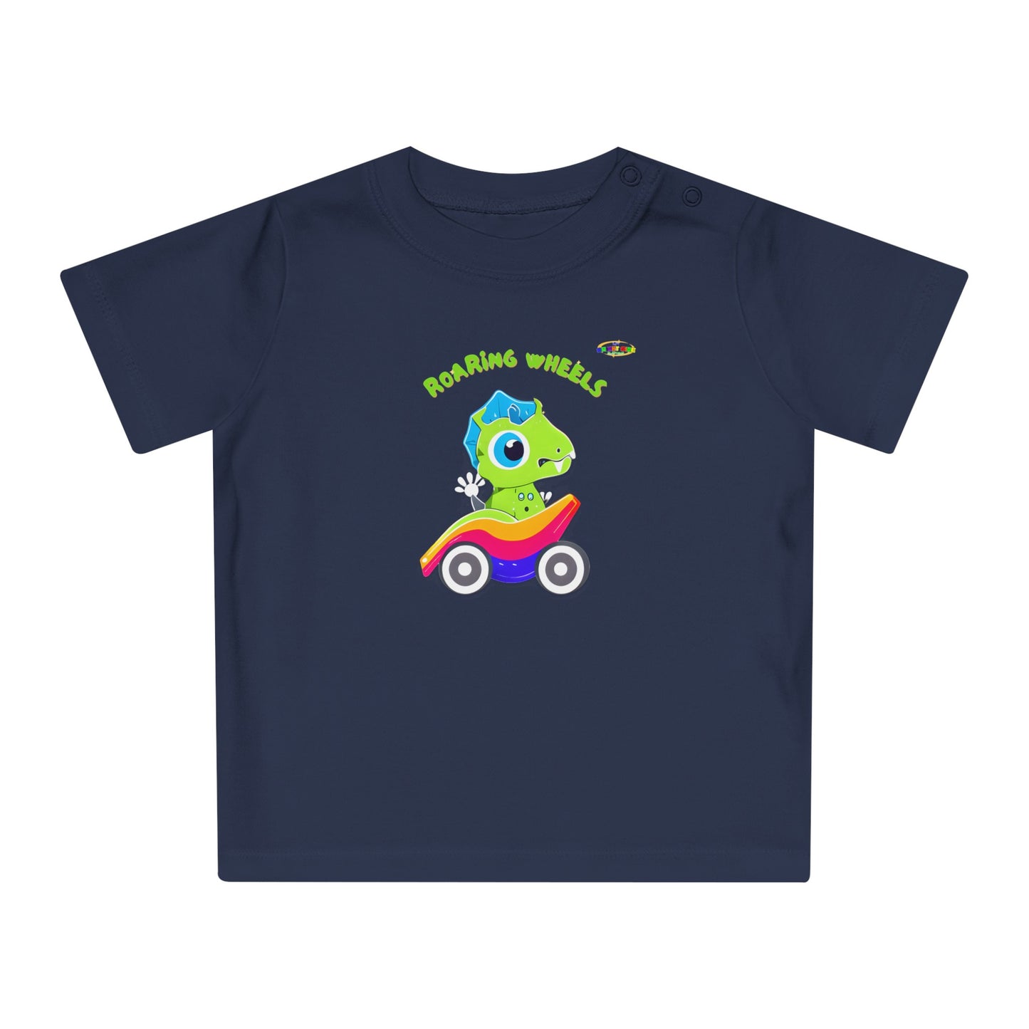 Cute Roaring Wheels Baby Dino Logo Baby T-Shirt -MyBrightSideClothing