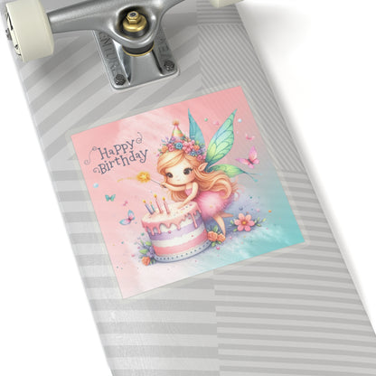 Cute Fairy Happy Birthday Kiss-Cut Sticker-My Bright Side Clothing