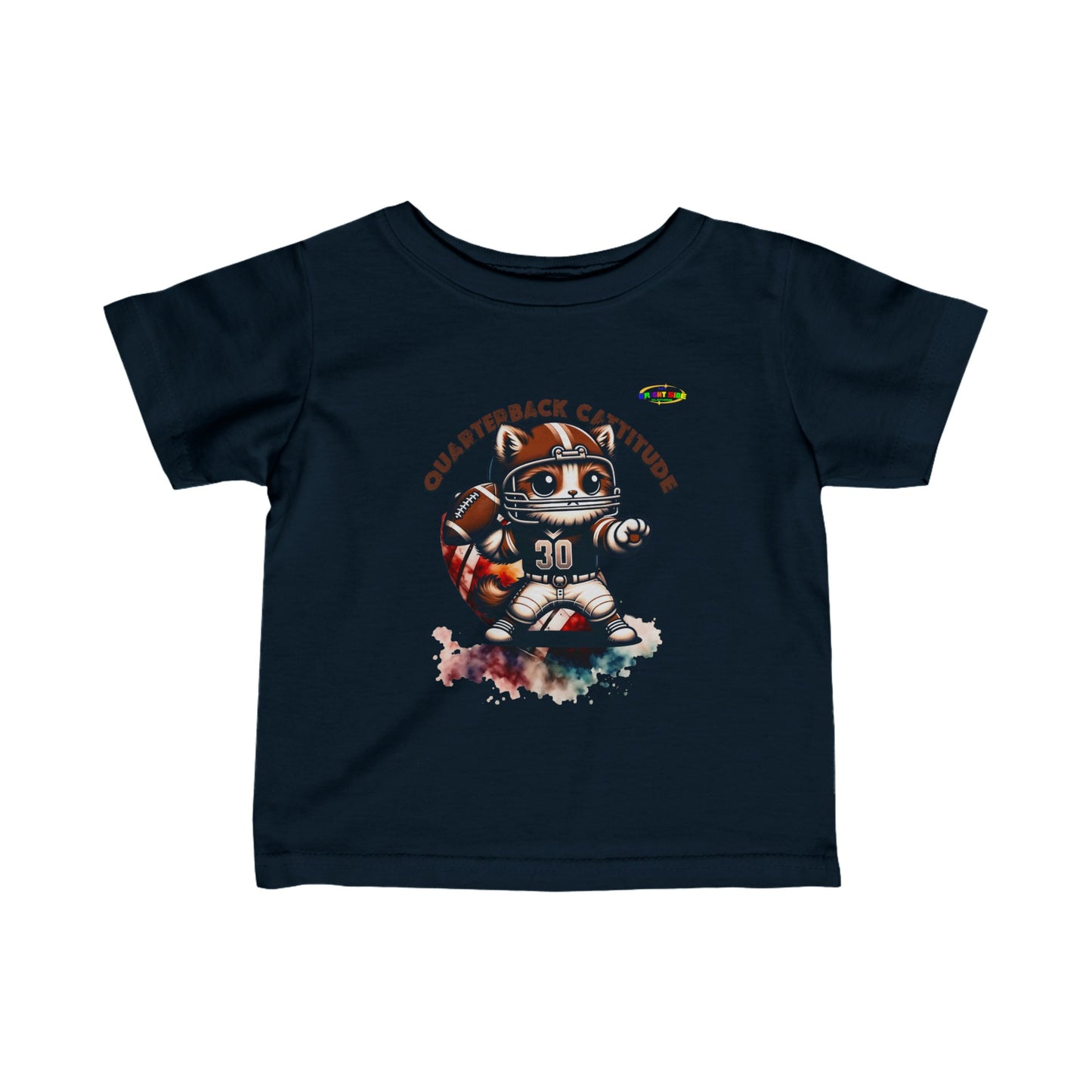 Cute Quaterback football Kitten  Infant Fine Jersey Tee-My Bright Side Clothing