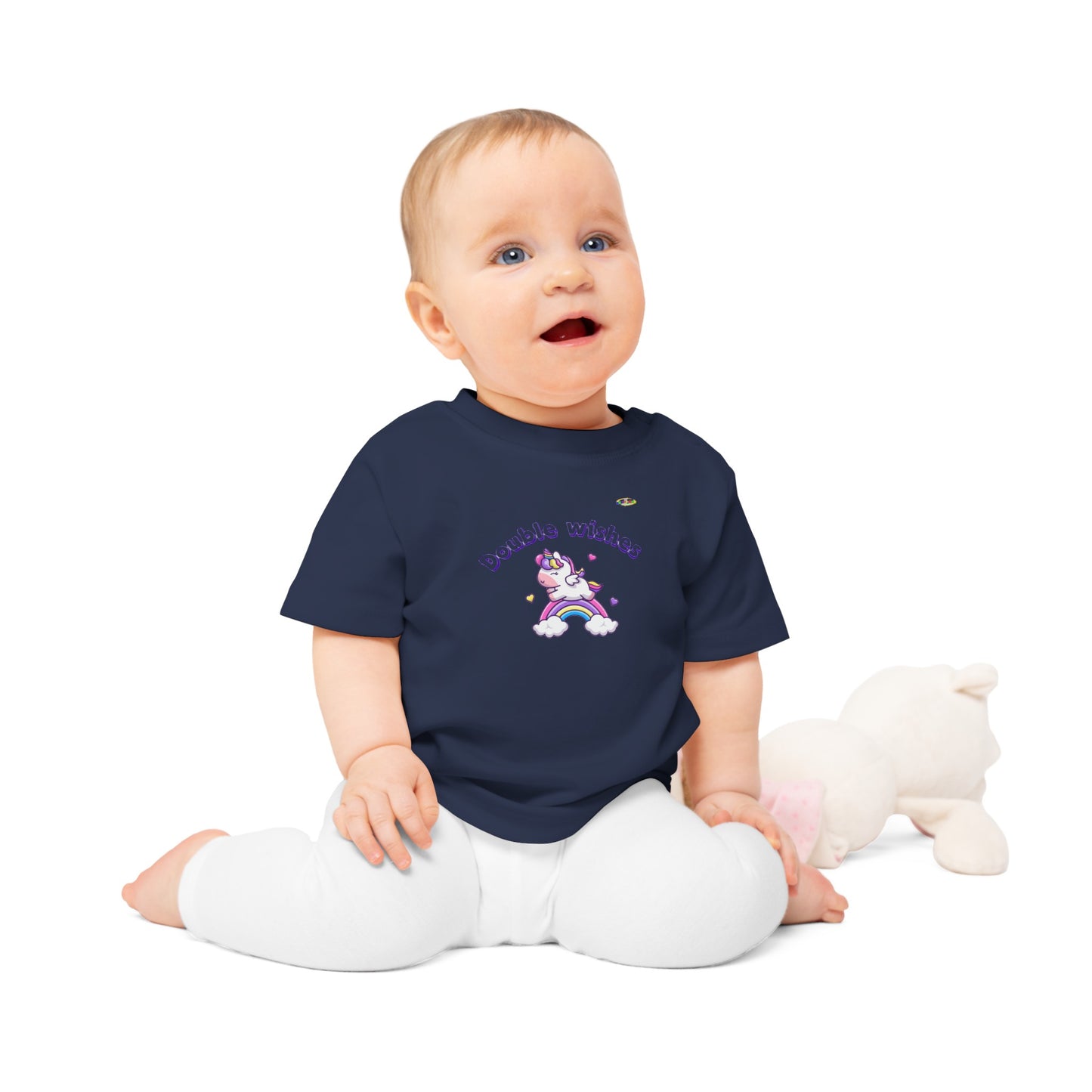 Cute Double Wishes Rainbow Unicorn Graphic Baby T-Shirt-My Bright Side Clothing