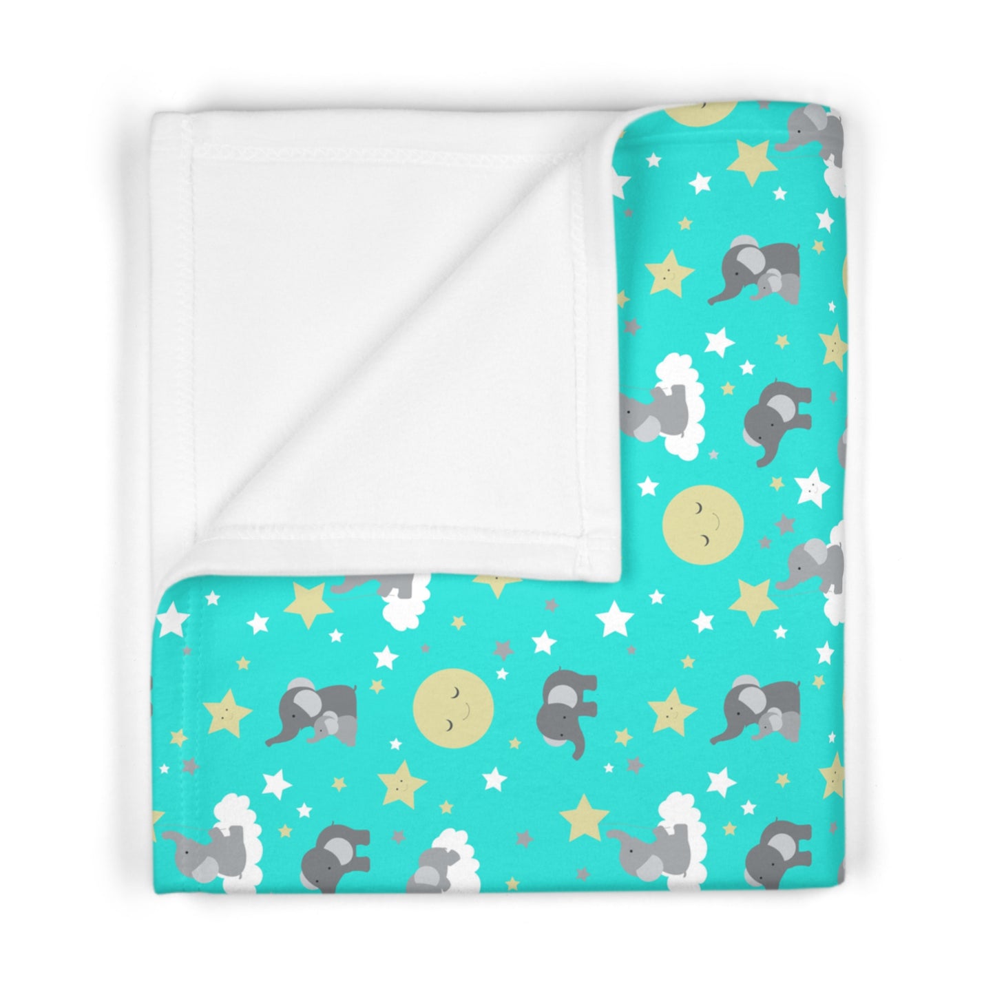 Cute Teal Baby Elephant Pattern Soft Fleece Baby Blanket--My Bright Side Clothing