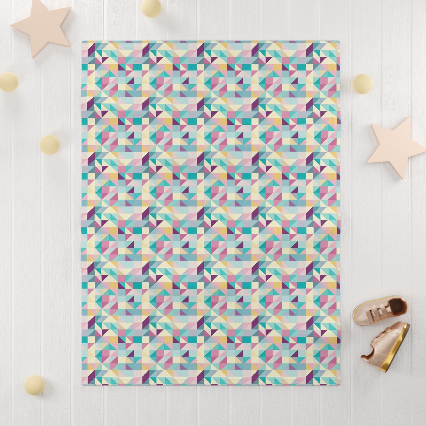 Pastel Lego Pattern Soft Fleece Baby Blanket--My Bright Side Clothing