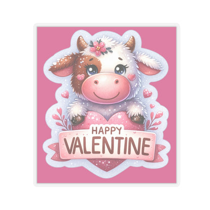 Cute and Sweet Happy Valentines Cow Kiss-Cut Sticker-My Bright Side Clothing