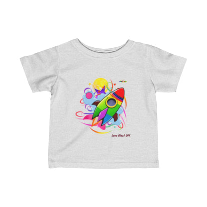 Cute Love Blast Off Rocket Ship Graphic Infant Fine Jersey Tee  -My Bright Side Clothing