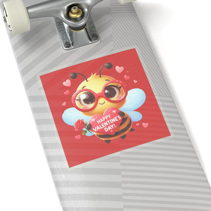 Cute and Sweet Happy Valentines Bumble Bee-Kiss-Cut Sticker-My Bright Side Clothing