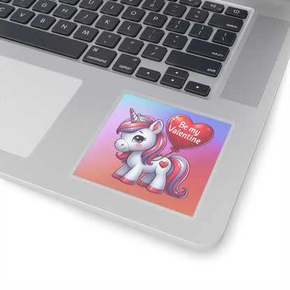 Cute and Sweet Rainbow Unicorn Happy Valentine Kiss Cut Sticker --My Bright Side Clothing