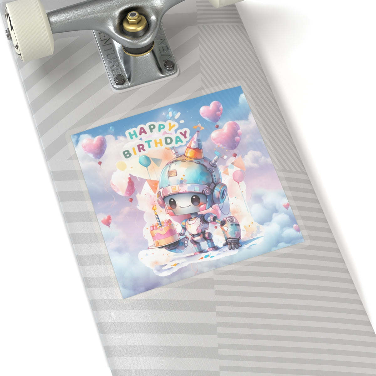 Cute little Robot Happy Birthday Kiss-Cut Sticker-My Bright Side Clothing