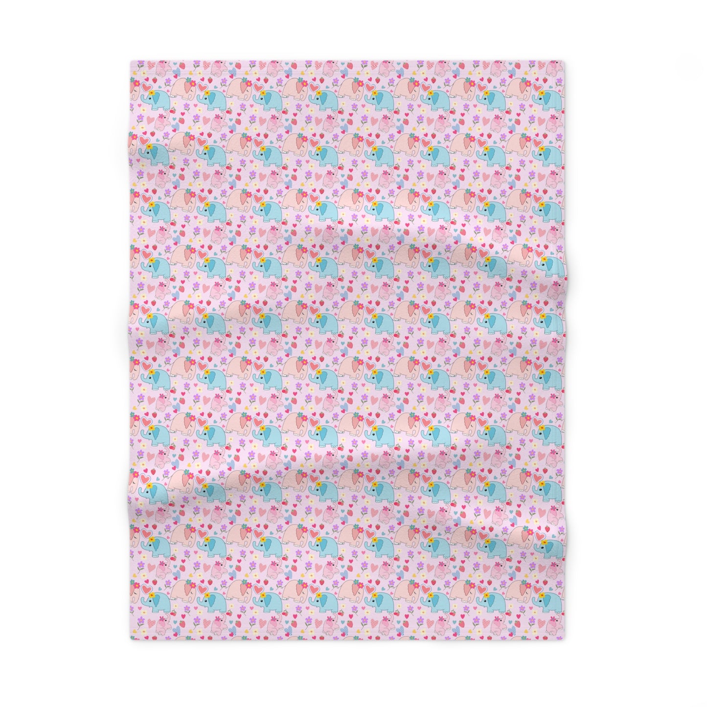 Cute Pastel Pink and Blue Love Elephants Pattern Soft Fleece Baby Blanket--My Bright Side Clothing