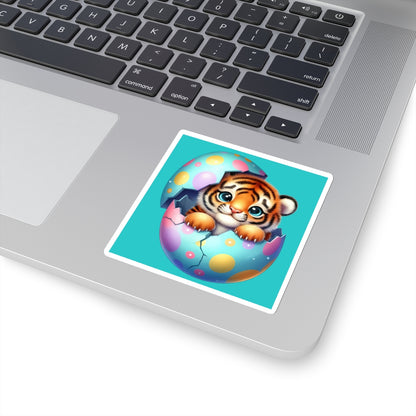 Cute and Sweet Little Tiger Easter Egg -Kiss-Cut Sticker-My Bright Side Clothing