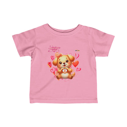 Cute Loving me Loving You Heart Puppy Infant Fine Jersey Tee-My Bright Side Clothing