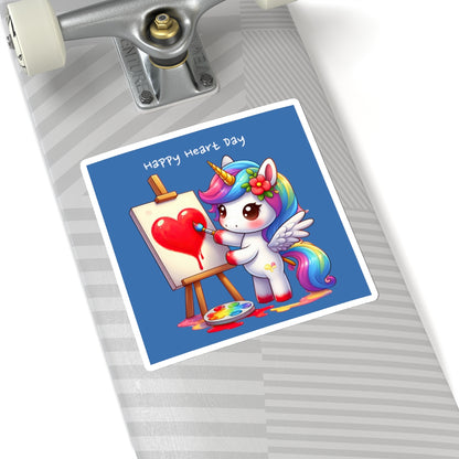 Cute and Sweet Happy Valentines Unicorn Kiss-Cut Sticker-My Bright Side Clothing