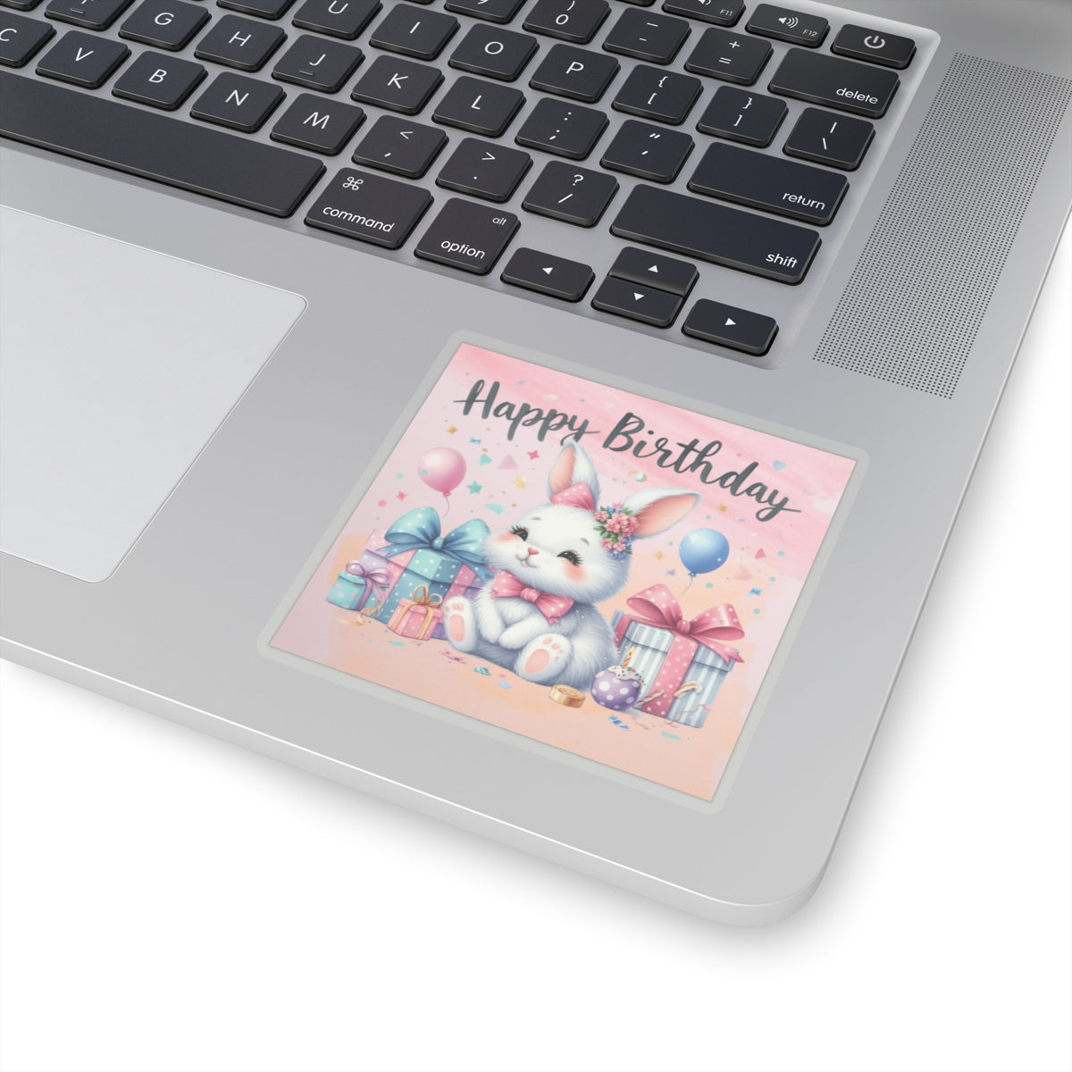 Cute Bunny Happy Birthday Kiss-Cut Sticker-My Bright Side Clothing