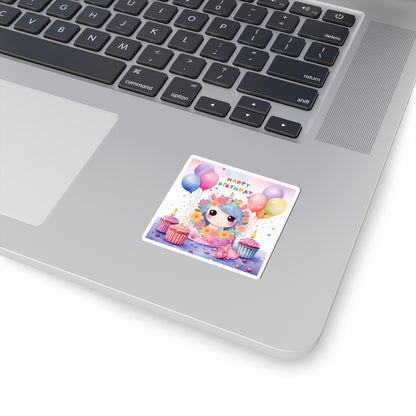 Cute Happy Birthday Pastel Unicorn Kiss-Cut Sticker--My Bright Side Clothing