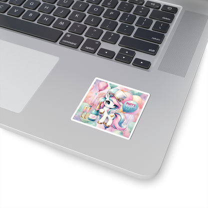 Happy New Year Pastel Unicorn Kiss-Cut Sticker-My Bright Side Clothing