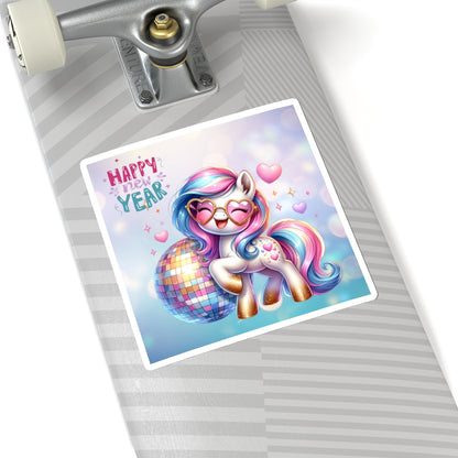 Happy New Year Pastel Unicorn Kiss-Cut Sticker-My Bright Side Clothing