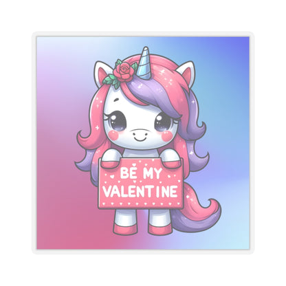 Cute and Sweet Rainbow Unicorn Happy Valentine Kiss Cut Sticker --My Bright Side Clothing