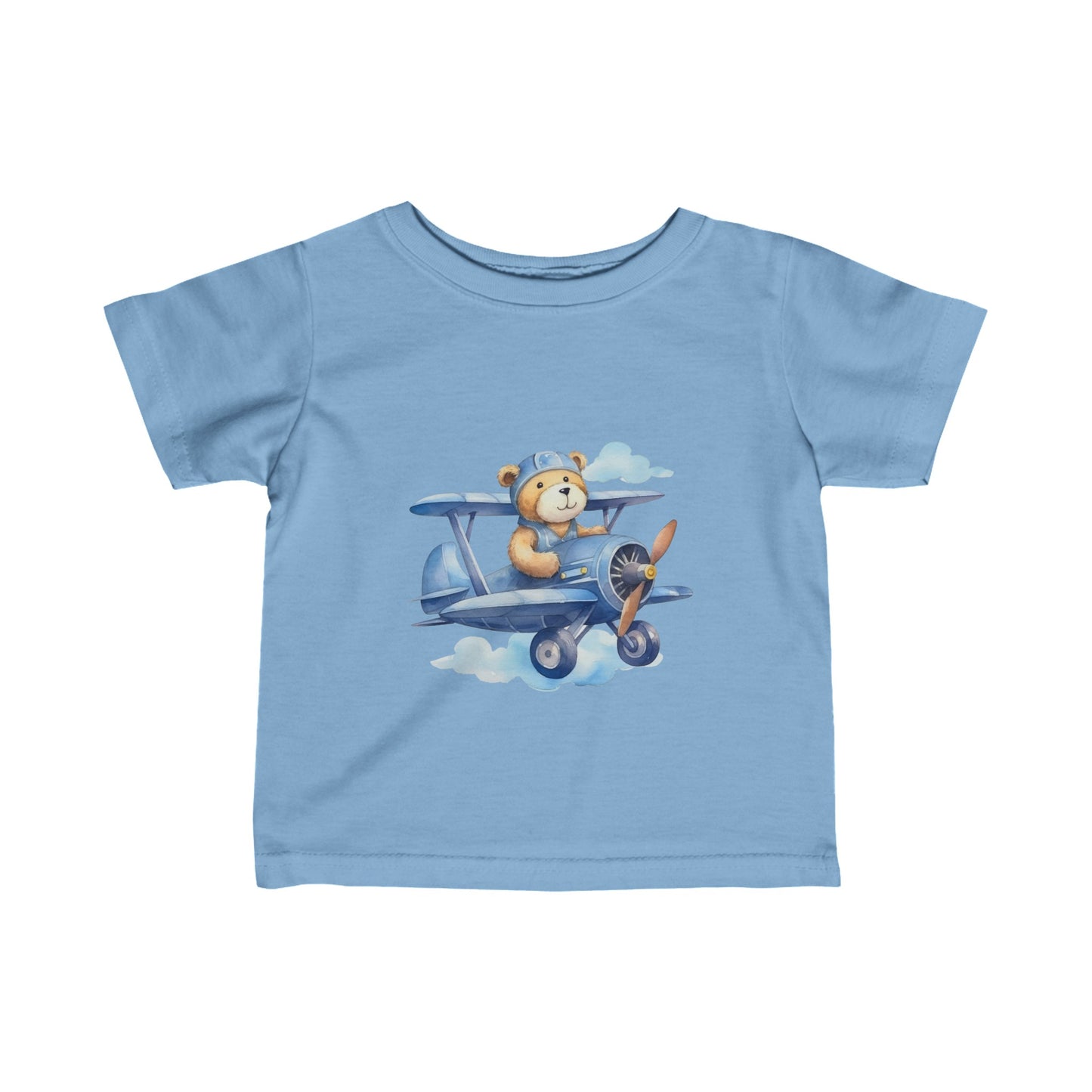 Cute Bear Flying a Airplane Infant Fine Jersey Tee-My Bright Side Clothing