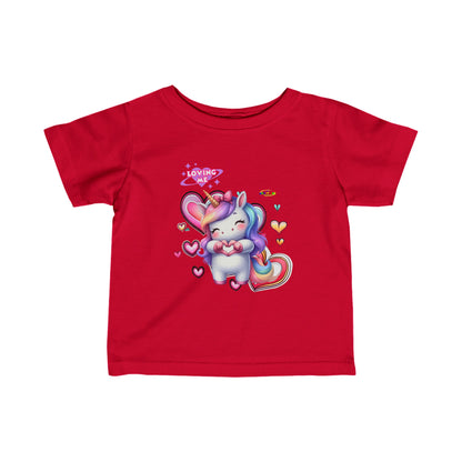 Cute Loving me Loving You Heart Unicorn  Infant Fine Jersey Tee-My Bright Side Clothing