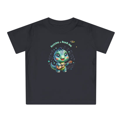 Cute Baby Dino Playing the guitar Baby T-shirt-My Bright Side Clothing