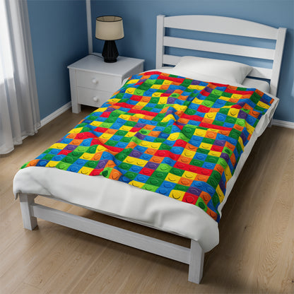 Colourful Lego  plush velveteen blanket-My Bight Side Clothing