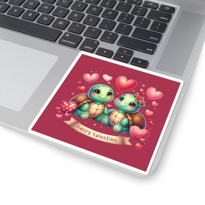 Cute and Sweet Happy Valentines Baby Turtles Kiss-Cut Sticker-My Bright Side Clothing