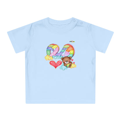 Cute Rainbow Heart Teddy Bear Graphic Baby T-Shirt-mybrightsideclothing.com