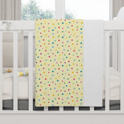 Cute Pastel Yellow Rainbow Polkadot Pattern Soft Fleece Baby Blanket--My Bright Side Clothing