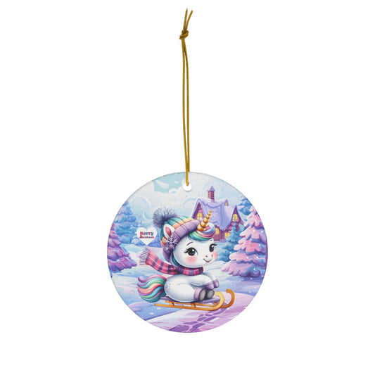 Cute Pastel Baby Unicorn Christmas Ceramic Ornament--My Bright Side Clothing